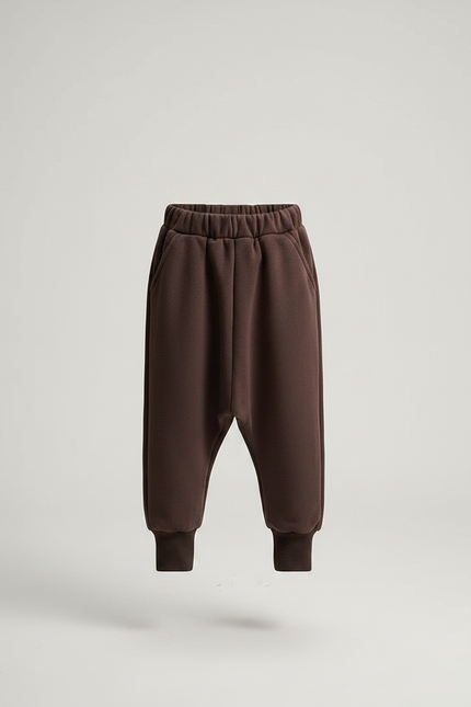Pantalon Fluide Marron Ample Coton Enfant Décontracté - Molleton - vue 3