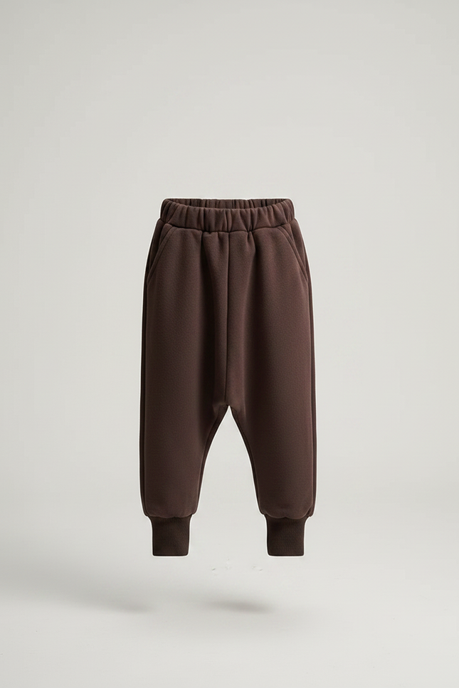 Pantalon Fluide Marron Ample Coton Enfant Décontracté - Molleton - vue 3