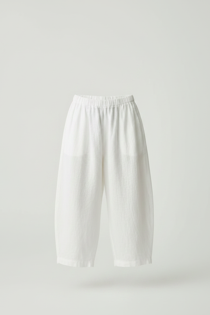 Pantalon Fluide Blanc Ample Lin Cropped Enfant - vue 3