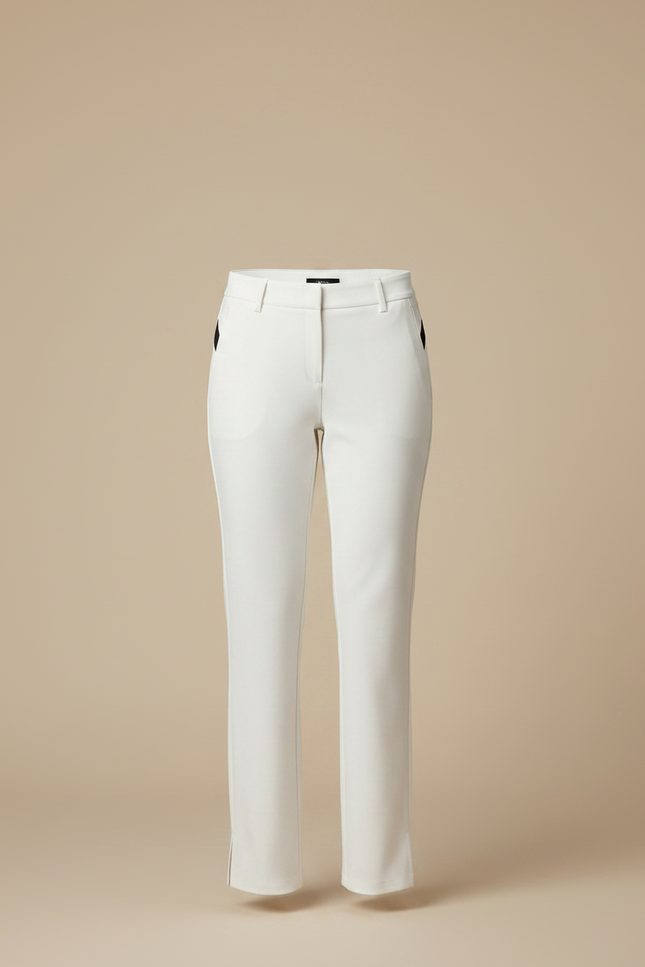 Pantalon Fluide Avec Fente - Blanc Polyester - vue 3