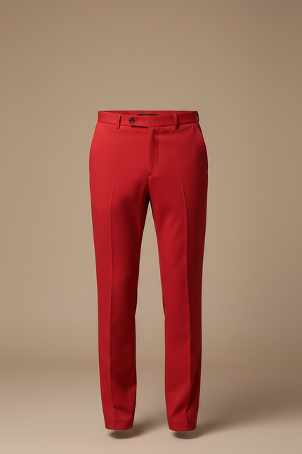 Pantalon Fluide Rouge Élégant Homme Droit Slim - Gabardine - vue 3
