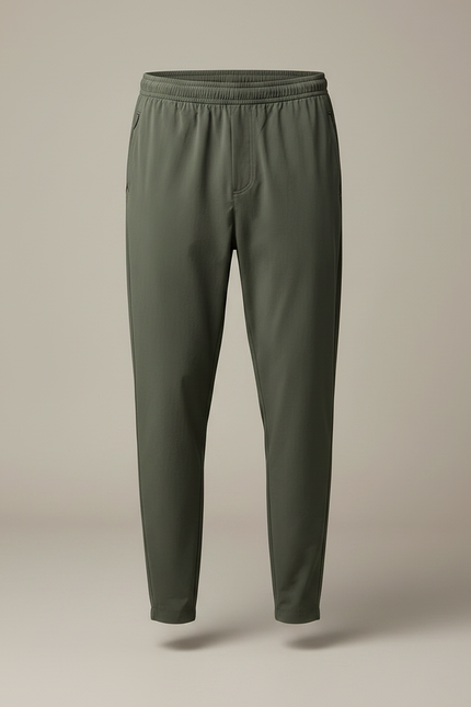 Pantalon Fluide Vert Kaki Homme Décontracté Léger - Polyester - vue 3