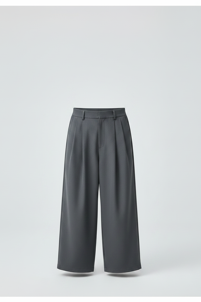 Pantalon Fluide Gris Ample Plissé Décontracté Garçon - Polyester - vue 2