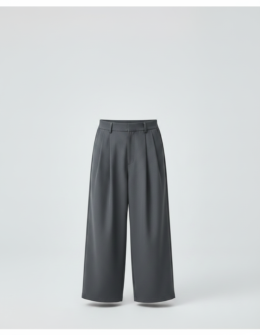 Pantalon Fluide Gris Ample Plissé Décontracté Garçon - Polyester - vue 2