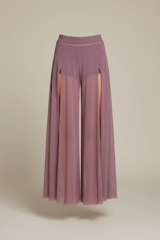 Pantalon Fluide Mauve Transparent Fendu Large Élégant - Violet Polyester - vue 3