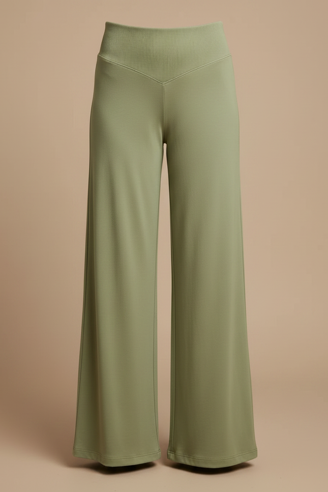 Pantalon Fluide Vert Ample Taille Haute Confortable Enfant - Kaki Maille - vue 3