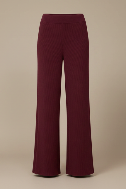 Pantalon Fluide Bordeaux Côtelé Ample Élégant Femme - Cordé - vue 3