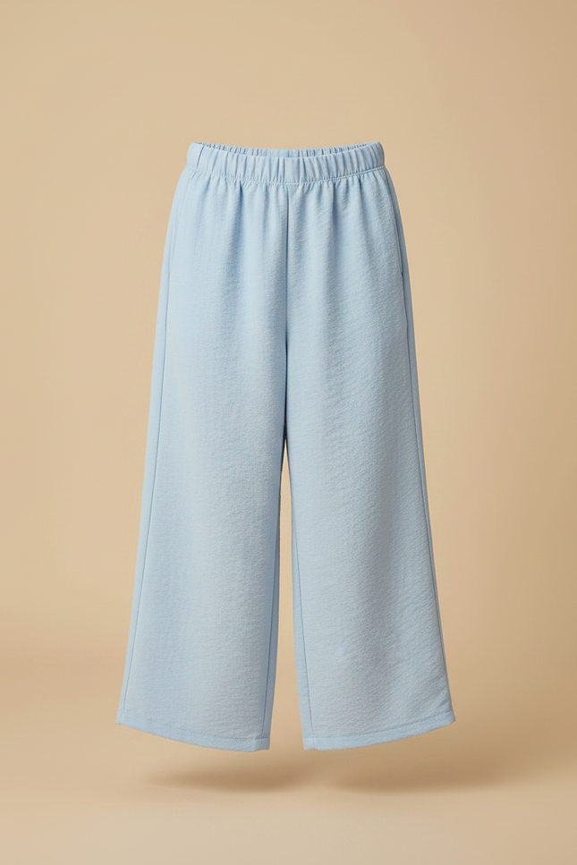 Pantalon Fluide Bleu Ciel Ample Droit Décontracté Léger - Viscose - vue 3