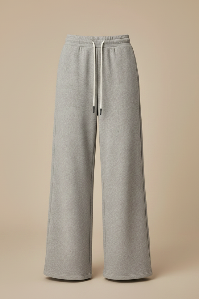 Pantalon Fluide Femme Gris Palazzo Coton - Molleton - vue 3