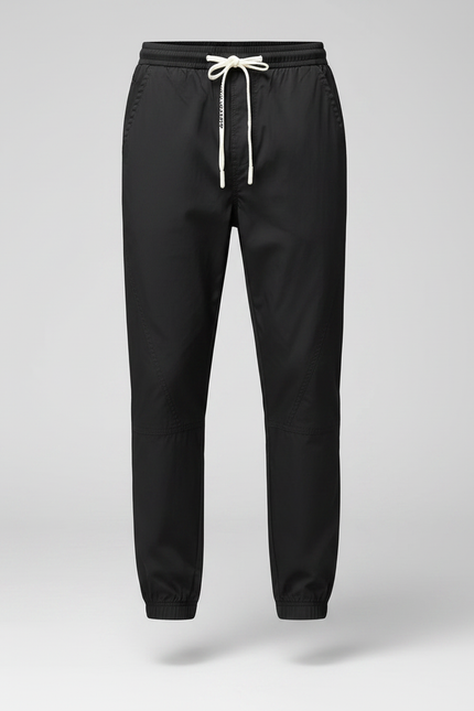 Pantalon Fluide Noir Cordon Élastique Décontracté Homme - Polyester - vue 3