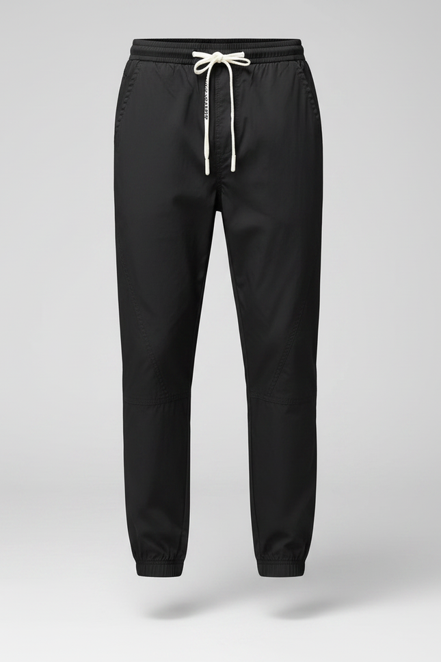 Pantalon Fluide Noir Cordon Élastique Décontracté Homme - Polyester - vue 3