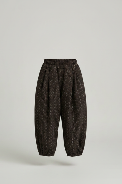 Pantalon Fluide Harem Imprimé Floral Marron Enfant - Coton - vue 3