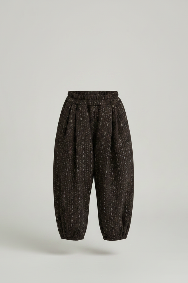 Pantalon Fluide Harem Imprimé Floral Marron Enfant - Coton - vue 3
