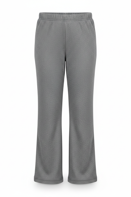Pantalon Fluide Gris Côtelé Ample Confortable Enfant - Maille - vue 3