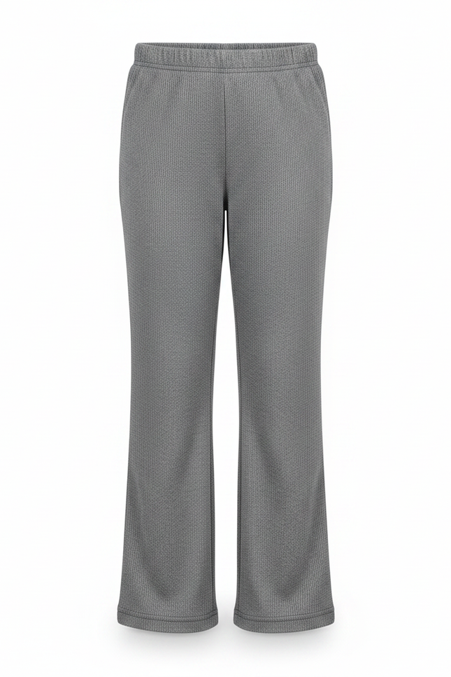 Pantalon Fluide Gris Côtelé Ample Confortable Enfant - Maille - vue 3