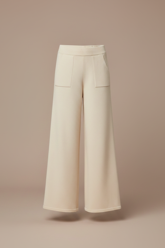 Pantalon Fluide Écru Maille Large Confortable Enfant - Beige - vue 3
