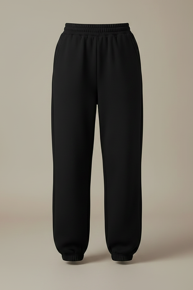 Pantalon Fluide Noir Ample Décontracté Élastique Confortable - Molleton - vue 3