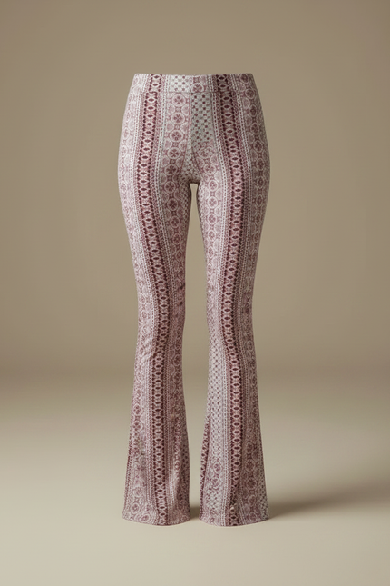Pantalon Fluide Imprimé Bohème Élastique Évasé Décontracté - Multicolore Viscose - vue 3
