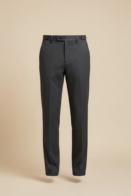 Pantalon Fluide Gris Foncé Droit Élégant Homme - Laine - vue 3