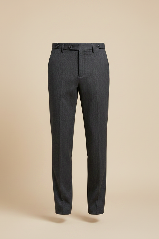 Pantalon Fluide Gris Foncé Droit Élégant Homme - Laine - vue 3