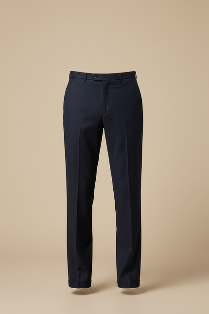 Pantalon Fluide Homme Bleu Marine Laine Élégant Droit - vue 3