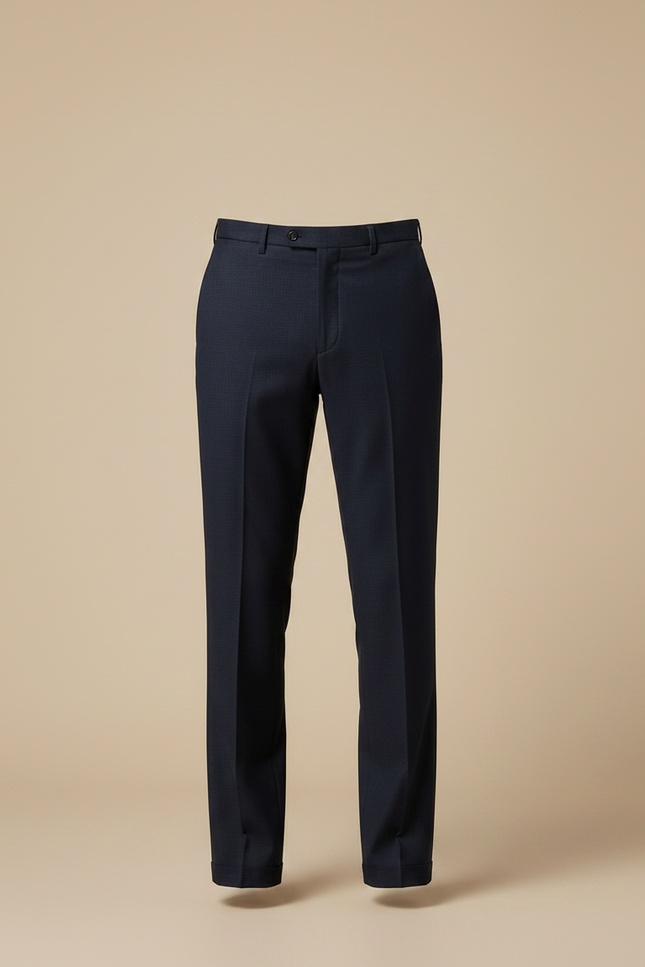 Pantalon Fluide Homme Bleu Marine Laine Élégant Droit - vue 3