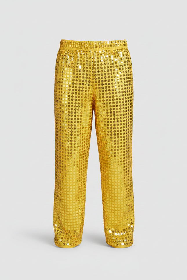 Pantalon Fluide Jaune Paillettes Ample Scène Enfant - Polyester - vue 3