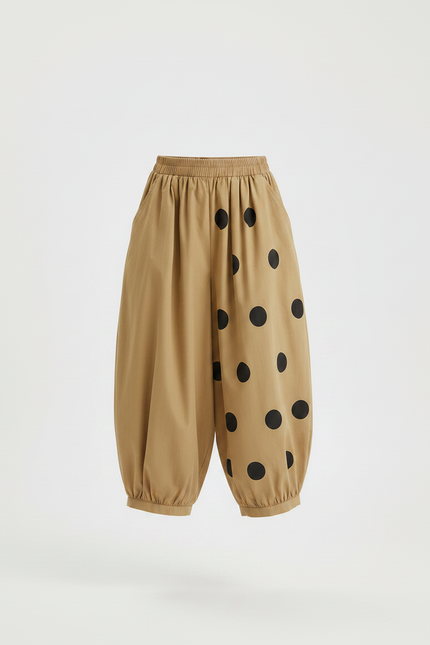 Pantalon Fluide Beige Ample Pois Noirs Enfant - Coton - vue 3