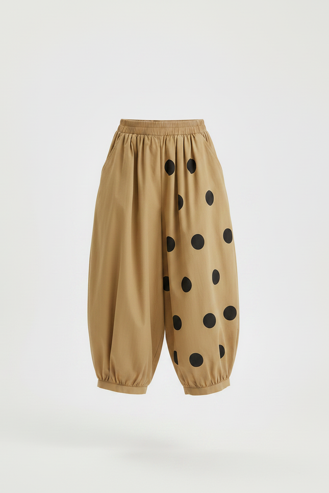 Pantalon Fluide Beige Ample Pois Noirs Enfant - Coton - vue 3