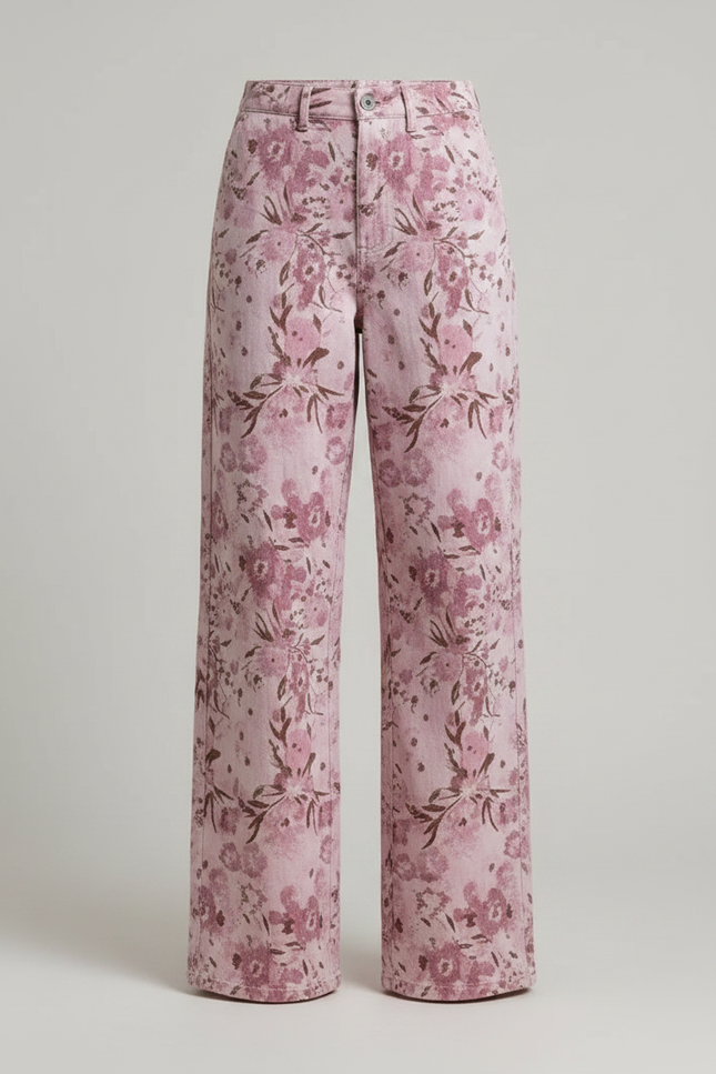Pantalon Fluide Rose Floral Ample Décontracté Femme - Coton - vue 3