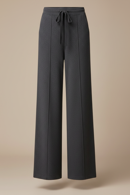 Pantalon Fluide Gris Ample Maille Laine Casual - vue 3