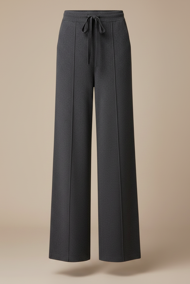 Pantalon Fluide Gris Ample Maille Laine Casual - vue 3