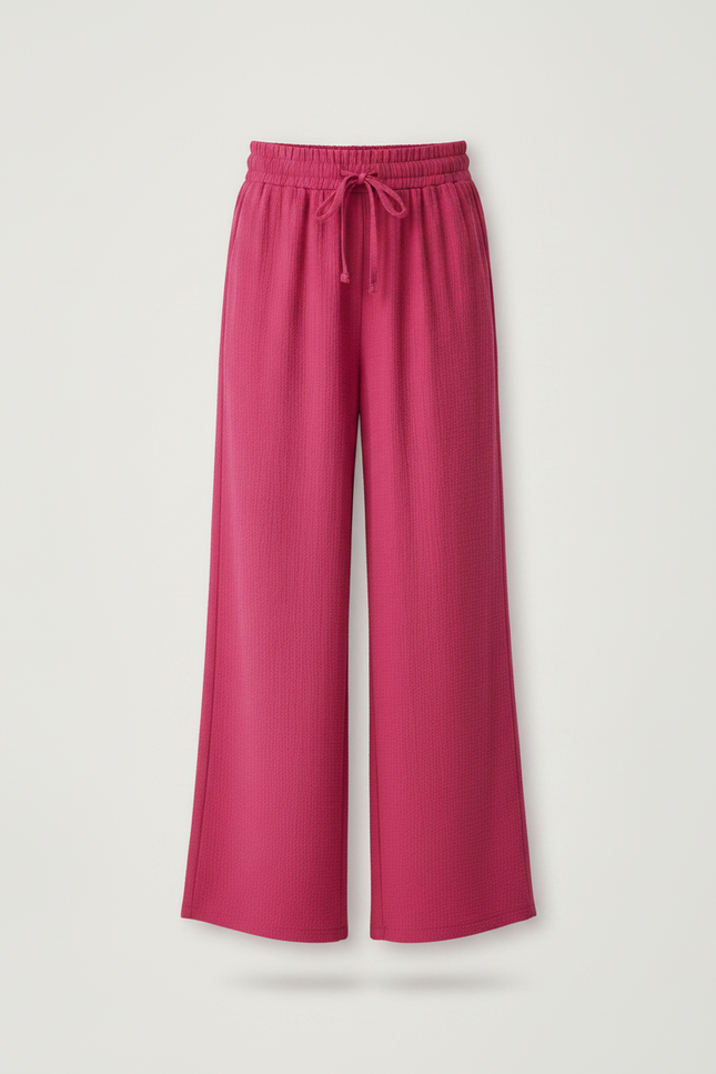 Pantalon Fluide Fuchsia Ample Cordon Décontracté Fille - Rose Maille - vue 3
