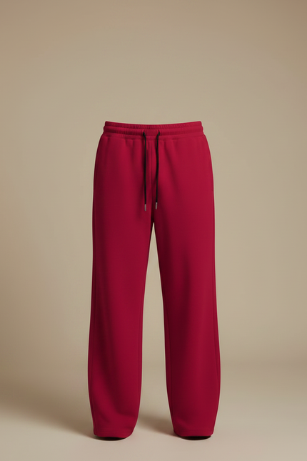 Pantalon Fluide Rouge Ample Décontracté Cordon Homme - Molleton - vue 3