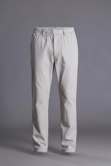 Pantalon Fluide Gris Coton Droit Décontracté Homme - vue 3
