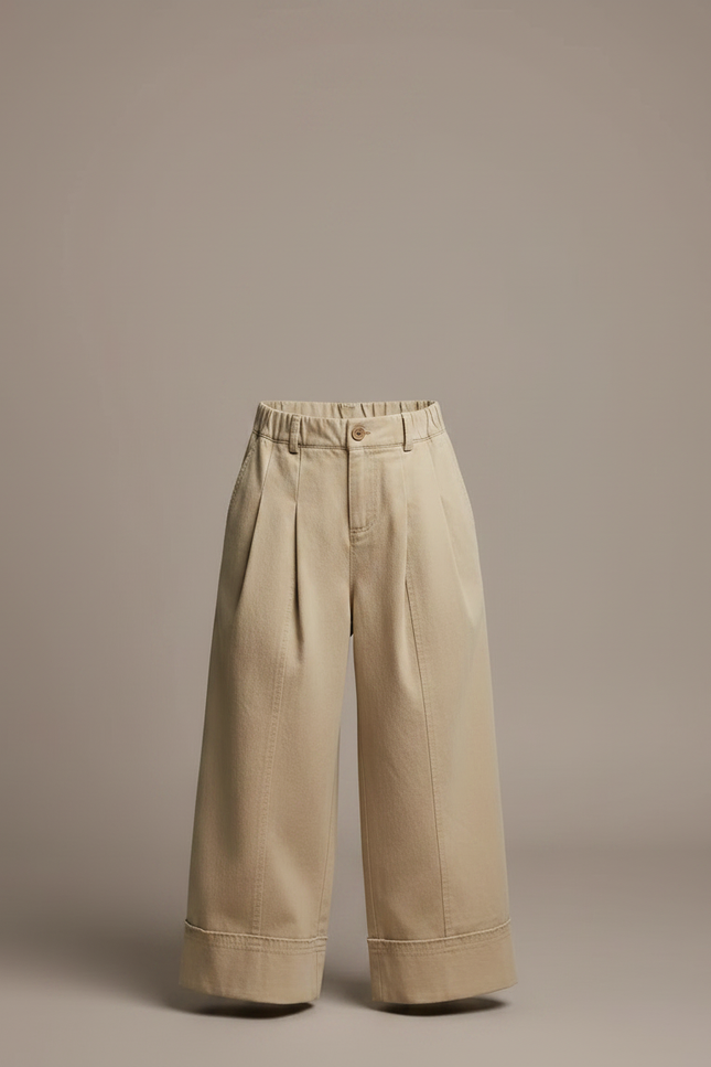 Pantalon Fluide Ample Beige Coton Enfant Décontracté - Gabardine - vue 3