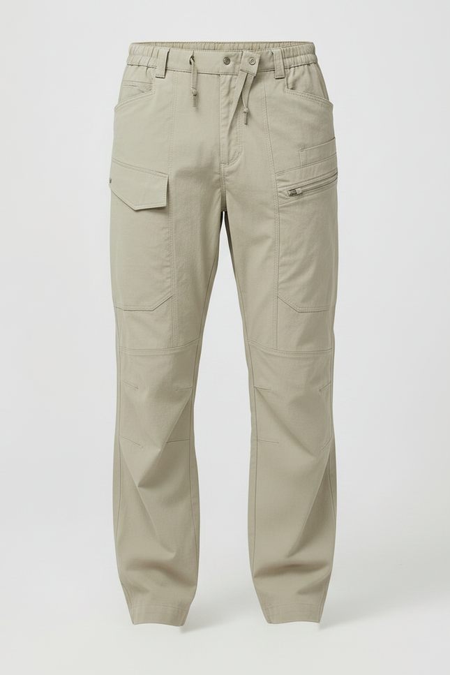 Pantalon Fluide Cargo Beige Droit Décontracté Homme - Toile - vue 3