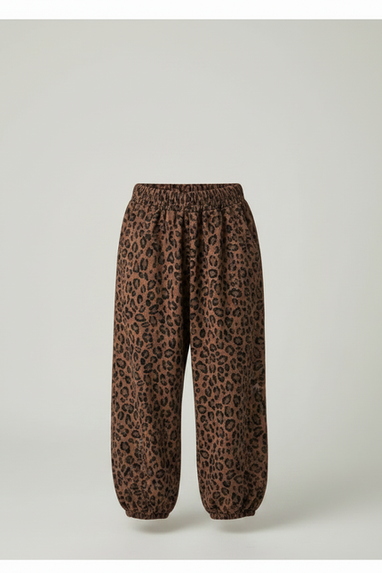 Pantalon Fluide Léopard Marron Ample Élastique Enfant - Molleton - vue 3