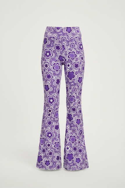 Pantalon Fluide Violet Floral Évasé Confortable Fille - Polyester - vue 3