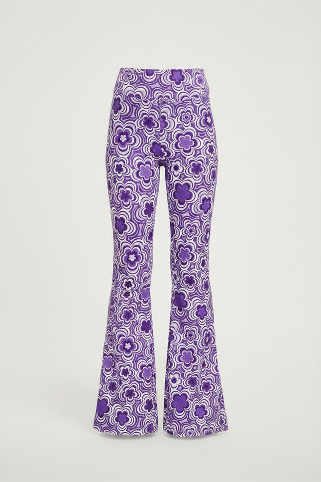 Pantalon Fluide Violet Floral Évasé Confortable Fille - Polyester - vue 3