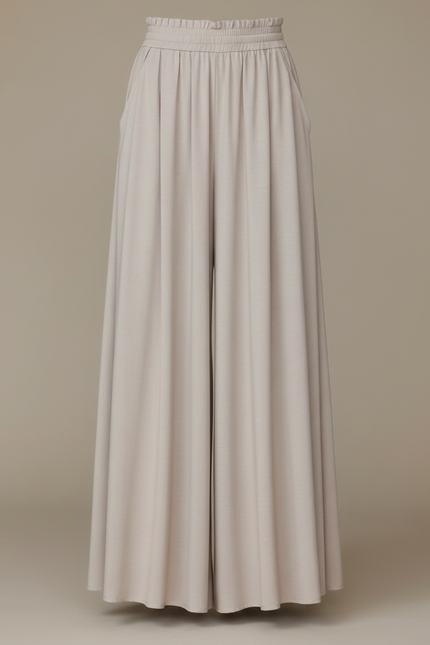 Pantalon Fluide Grande Taille Femme Taille Élastiquée - Beige Viscose - vue 3