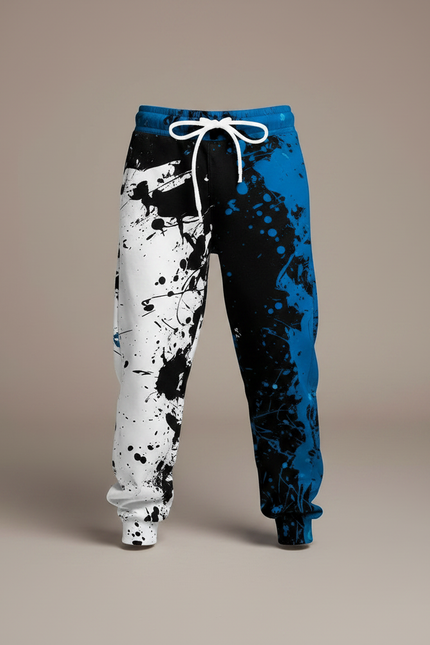 Pantalon Fluide Imprimé Éclaboussures Noir Bleu Enfant - Molleton - vue 3