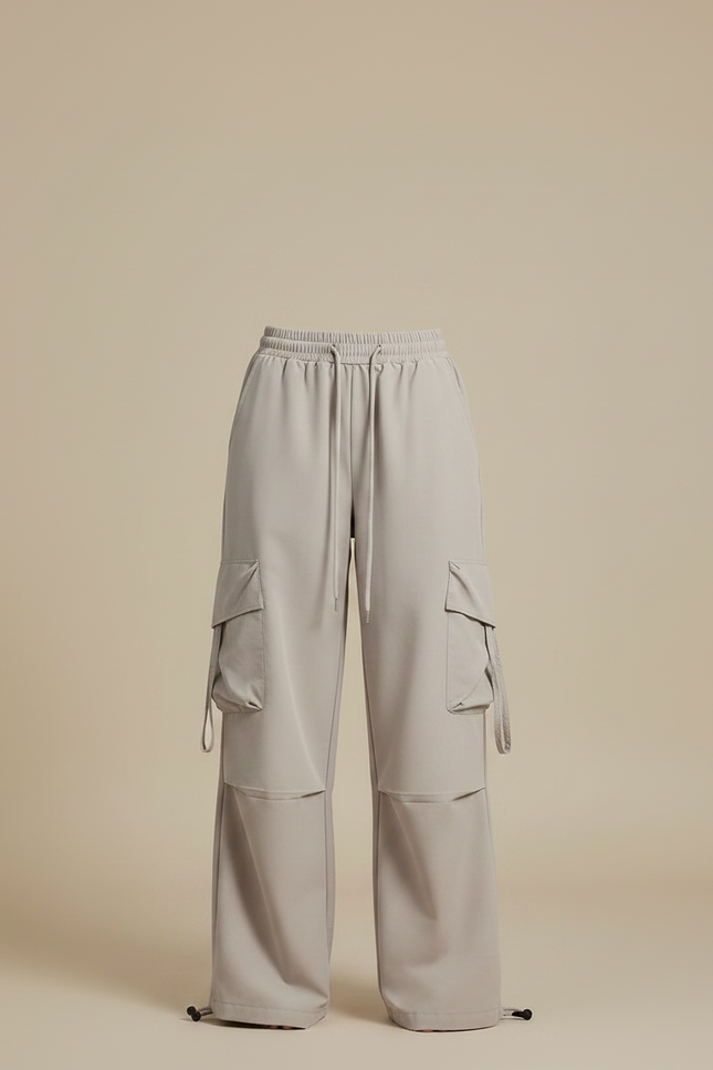 Pantalon Fluide Gris Ample Cargo Décontracté Léger - Polyester - vue 3