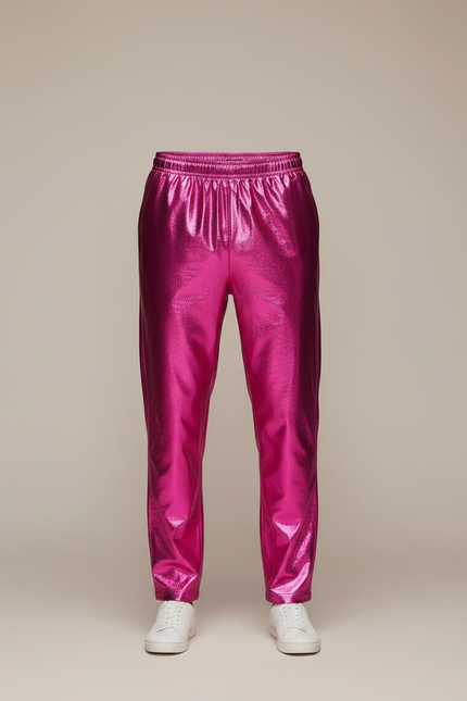 Pantalon Fluide Rose Métallisé Brillant Décontracté Homme - Polyester - vue 3