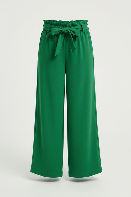 Pantalon Fluide Vert Ample Taille Haute Fille - Viscose - vue 3