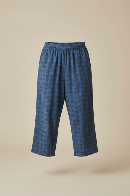 Pantalon Fluide Bleu Étoiles Ample Coton Enfant - vue 3