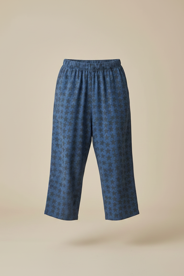 Pantalon Fluide Bleu Étoiles Ample Coton Enfant - vue 3