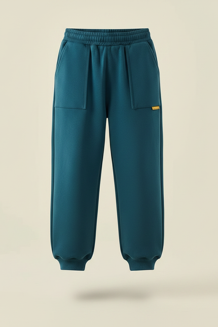 Pantalon Fluide Bleu Canard Ample Coton Décontracté Enfant - Molleton - vue 3