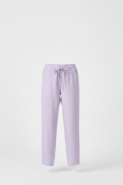 Pantalon Fluide Violet Lin Ample Décontracté Fille - vue 3