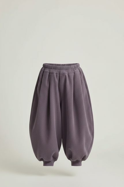 Pantalon Fluide Violet Côtelé Harem Ample Enfant - Cordé - vue 3